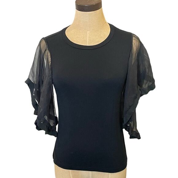ENDLESS ROSE Black Ruffle Sleeve top Shirt size XS - Picture 1 of 7